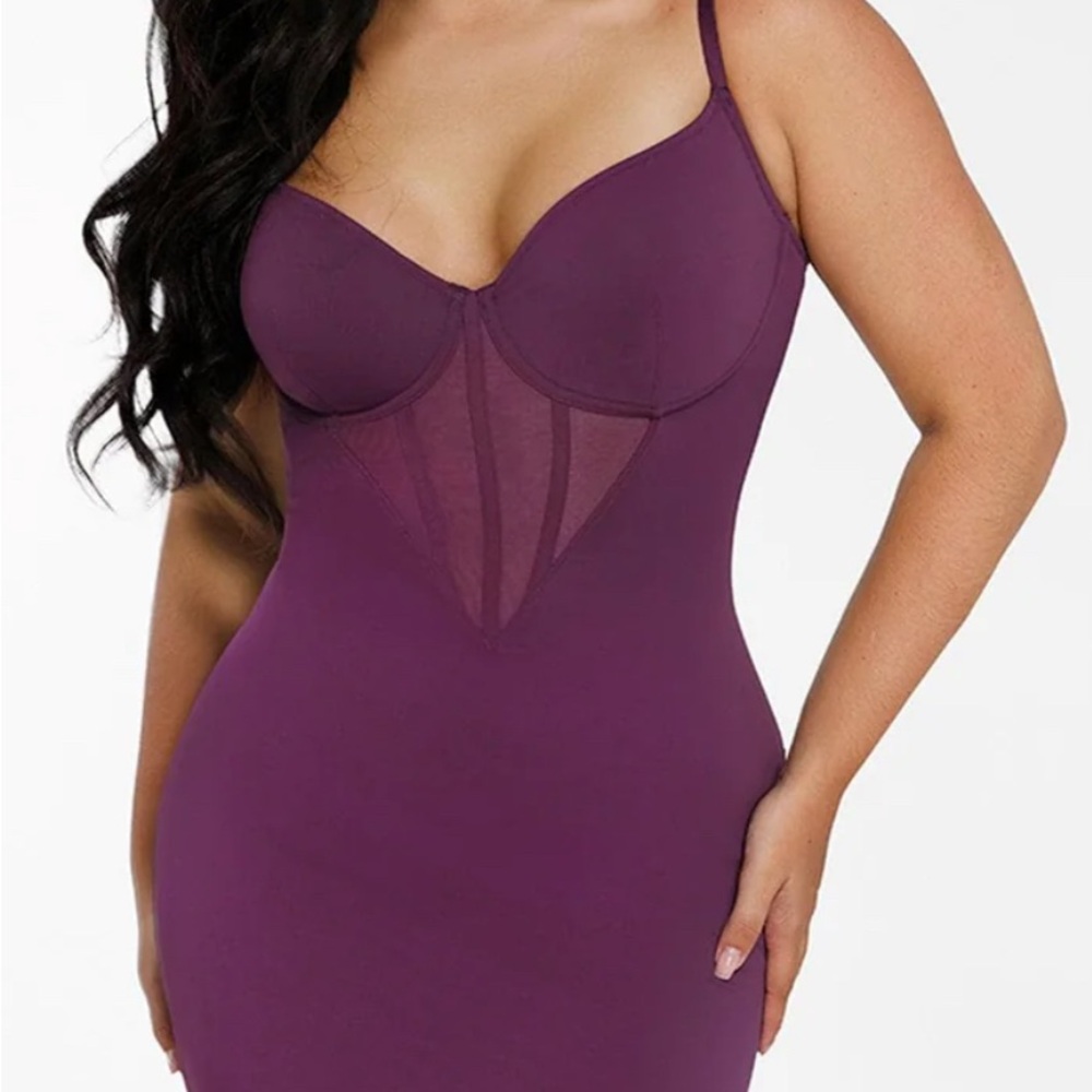 Popilush Built-In Shapewear Mesh Corset Mini Dress Built-in Sculpting Size L